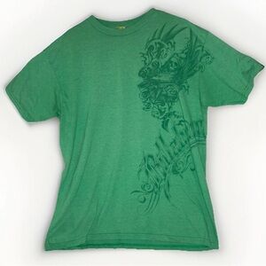 Billabong Skull Art T-Shirt Skateboarding Streetwear Short Sleeve Size XL Green